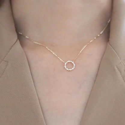 925 Sterling Silver 18K Gold Plating Pavé Crystal Round Star Same Style Necklace Women Fashion Party Jewelry Accessories - Floq & Raman