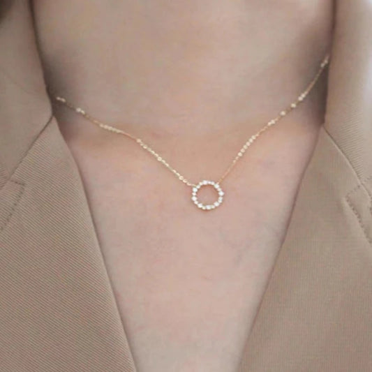 925 Sterling Silver 18K Gold Plating Pavé Crystal Round Star Same Style Necklace Women Fashion Party Jewelry Accessories - Floq & Raman