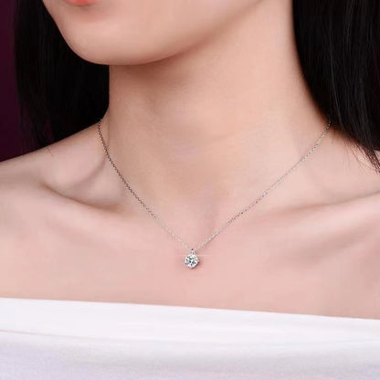 Simple Trendy Crystal Zircon Rhinestone Pendant Necklace For Women Charm White Gold Color Clavicle Chain Necklack WeddingJewelry - Floq & Raman