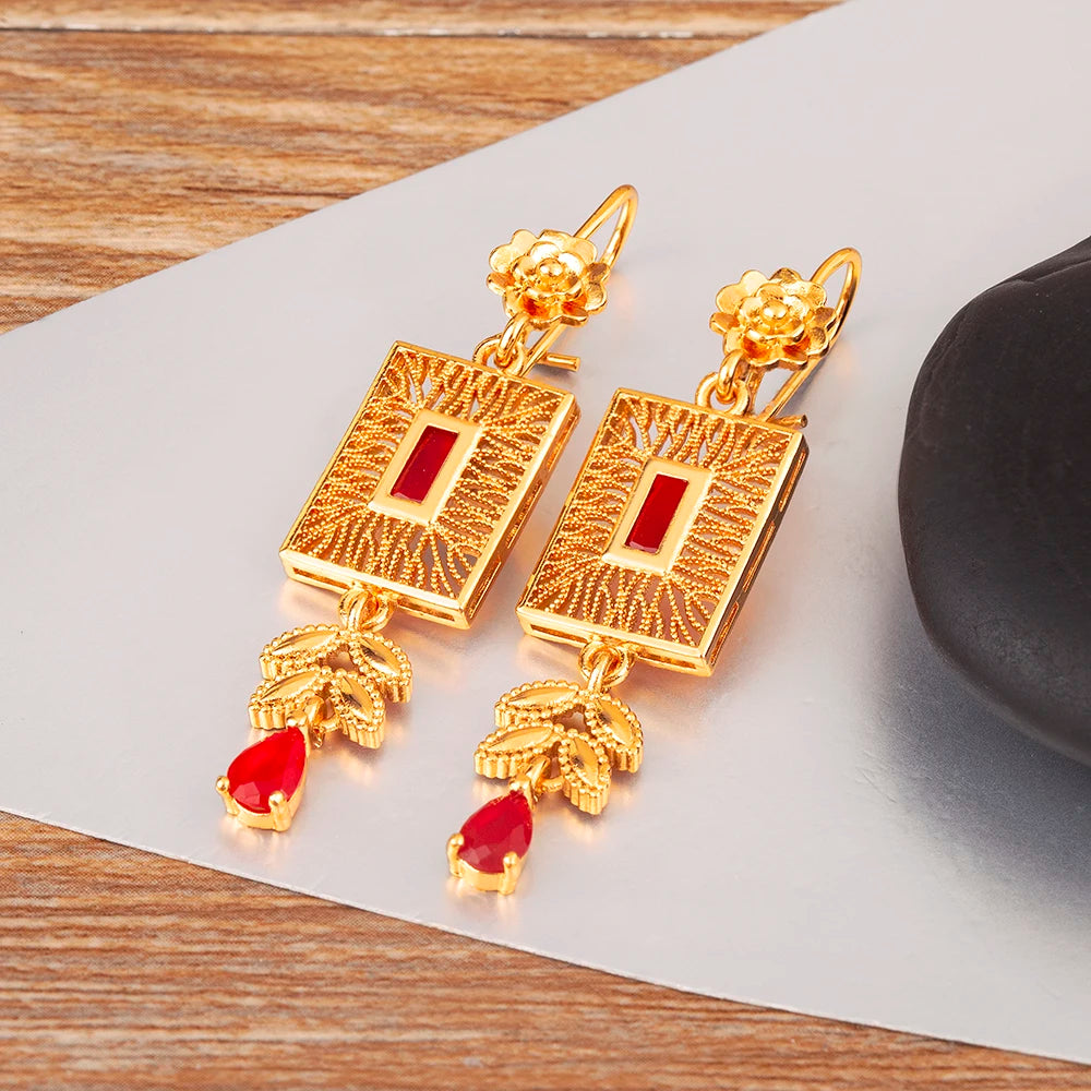 High Quality Rectangle/Evil Eye Shape Elegant Aesthetic Drop Earrings For Female Vintage Ear Jewelry Wedding Party Gifts - Floq & Raman