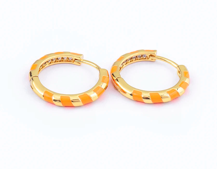 High Quality 6 Candy Colors Inlaid Zebra Stripe Pendant Fashion Earrings Enamel Oil Dripping Women's Simple French Jewelry Gifts - Floq & Raman