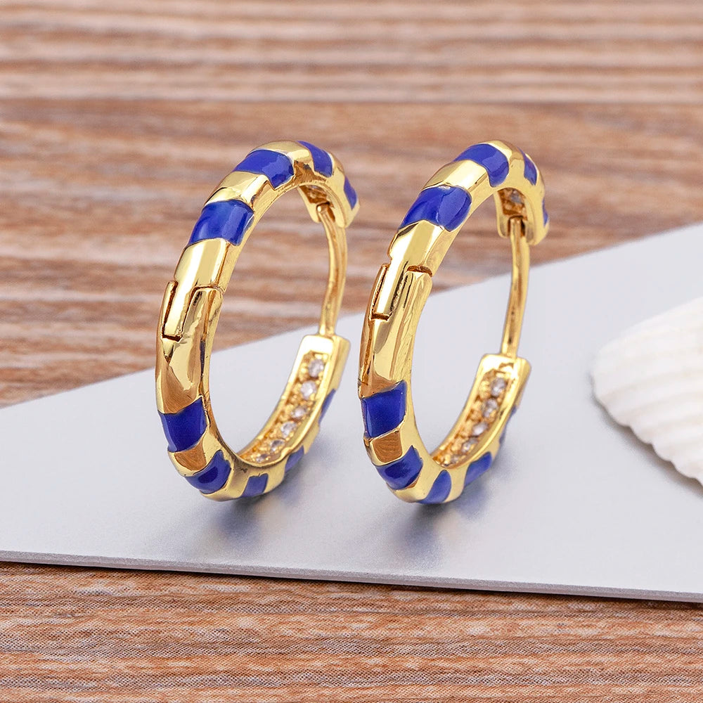 High Quality 6 Candy Colors Inlaid Zebra Stripe Pendant Fashion Earrings Enamel Oil Dripping Women's Simple French Jewelry Gifts - Floq & Raman