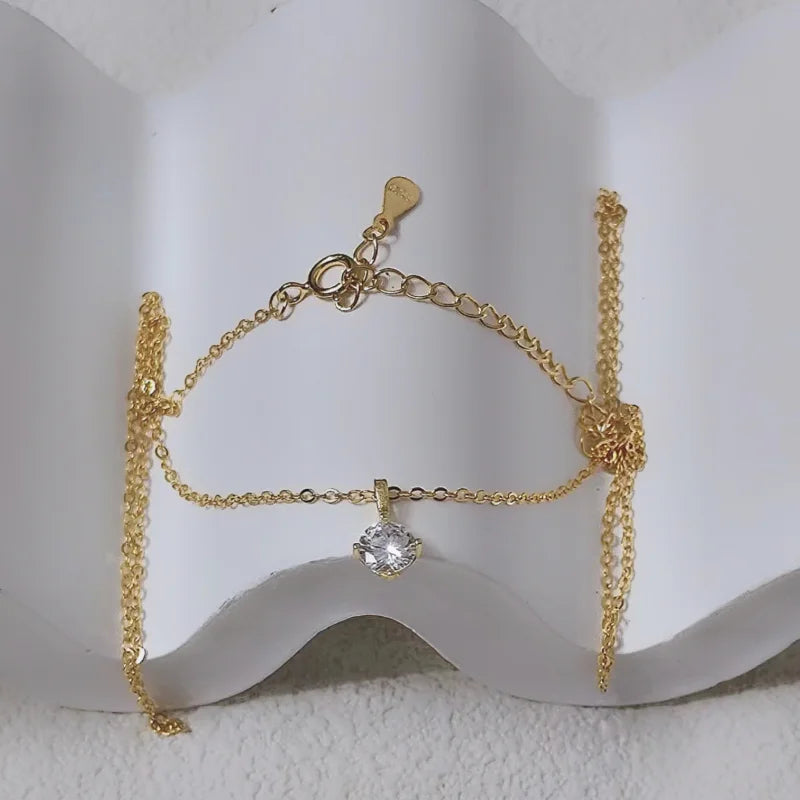 Fashion 100% 925 Sterling Silver Necklace For Women 18K gold Plated 5A Zircon Pendant Necklace Real Money Fine Jewelry - Floq & Raman