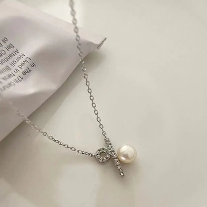 100% love s925 sterling silver percentage symbol necklace female special-interest Design shell pearls short pearl necklace - Floq & Raman