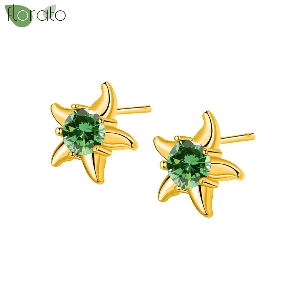 925 Sterling Silver Green Crystal CZ Hoop Earrings for Women | 2023 Luxury Gold Small Huggie Earrings | Fashion Piercing Jewelry - Floq & Raman