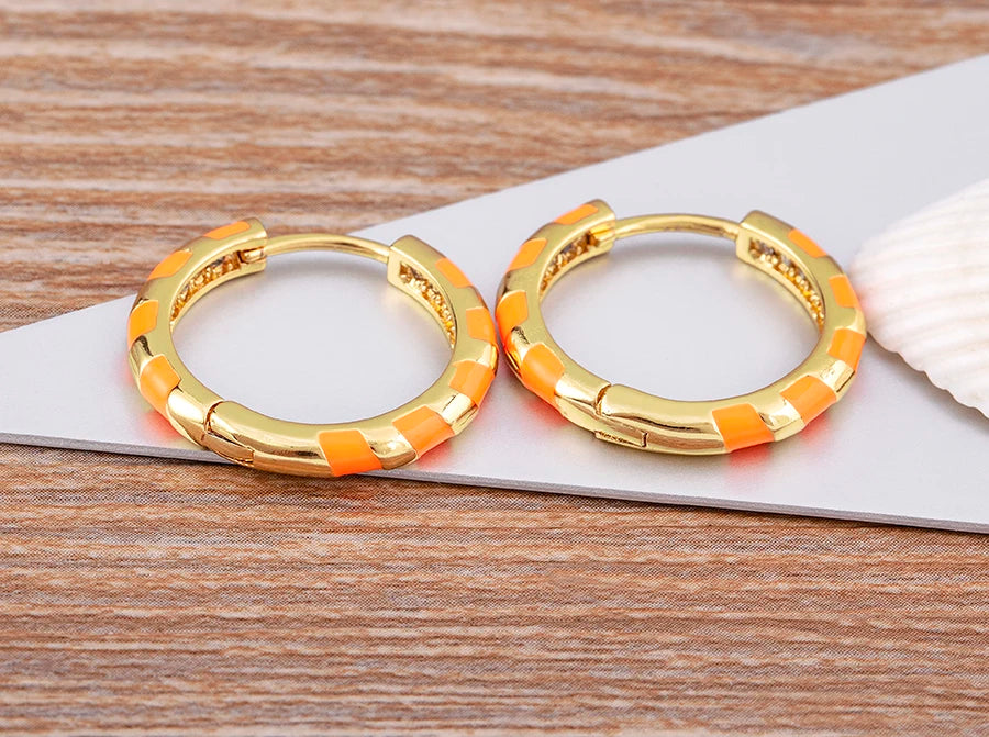 High Quality 6 Candy Colors Inlaid Zebra Stripe Pendant Fashion Earrings Enamel Oil Dripping Women's Simple French Jewelry Gifts - Floq & Raman