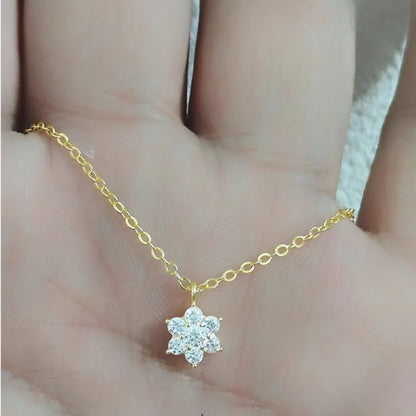 Real 925 Sterling Silver Seven star Zircon Pendant Necklaces for Women Cute Light Luxury Fine Jewelry Minimalist Plant Accessori - Floq & Raman