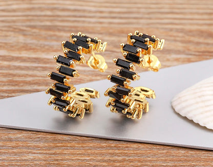 Fashion New Arrival Multicolor Gold Plated Earrings for Women Cubic Zirconia Wedding Female Jewelry Girl Friendship Gifts - Floq & Raman