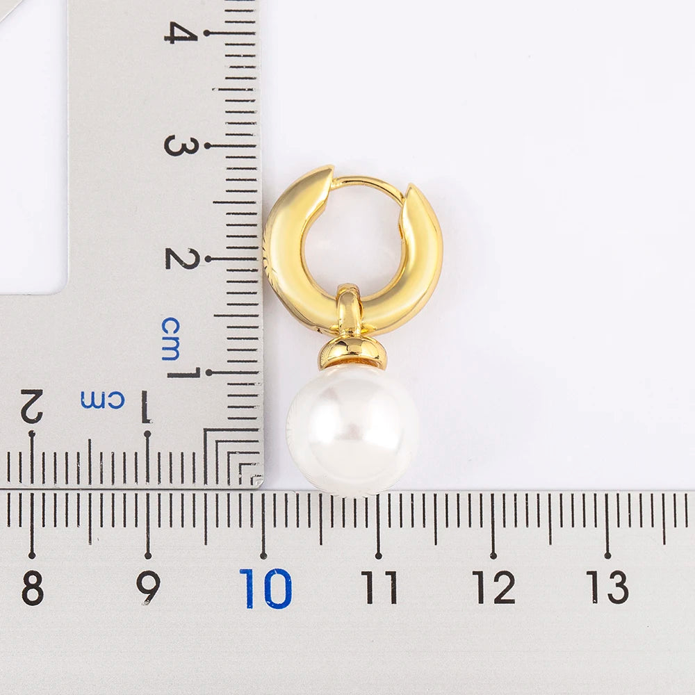 Fashion Gold/Silver Color Pearls Pendant Earrings For Women Fine Accessories Hoop Bohemia Ear Jewelry Wedding Gift - Floq & Raman