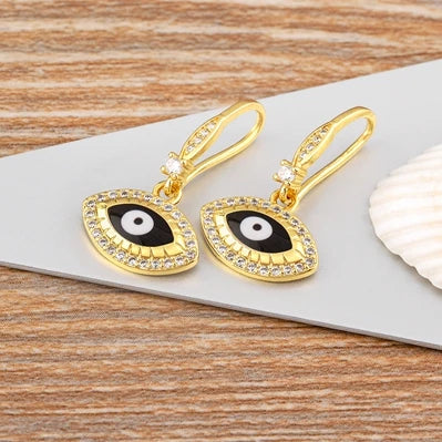 Nidin New Turkish Amulet Evil Eye Drop Earrings 4 Colors Lucky Charm Dangle Ear Hook Jewelry Birthday Wedding Gift Wholesale - Floq & Raman