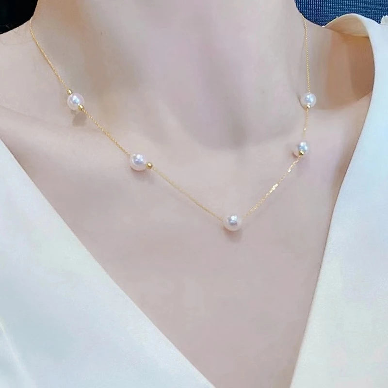 Read 925 Sterling Silver Pearl Bead Necklace for Women Circular Temperament Grace Engagement Jewelry Gift - Floq & Raman