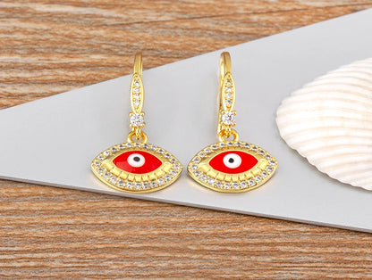 Nidin New Turkish Amulet Evil Eye Drop Earrings 4 Colors Lucky Charm Dangle Ear Hook Jewelry Birthday Wedding Gift Wholesale - Floq & Raman