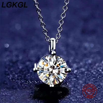 Simple Trendy Crystal Zircon Rhinestone Pendant Necklace For Women Charm White Gold Color Clavicle Chain Necklack WeddingJewelry - Floq & Raman