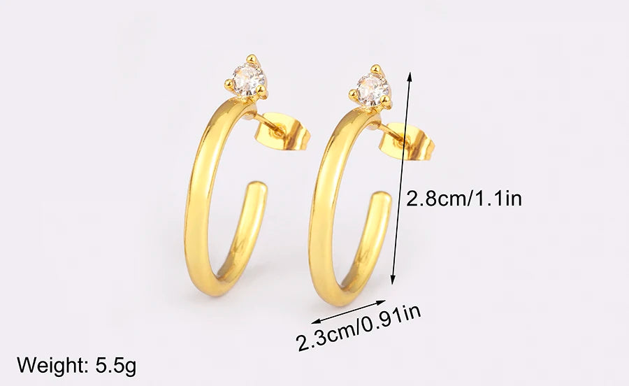 New Popular Snake Shape Cubic Zirconia Big Circle Hoop Earrings For Female Punk Style Daily Party Ear Jewelry Accessories - Floq & Raman