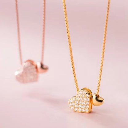 New 925 Sterling Silver Shiny Square Heart Pendant Necklace fit Beads DIY Fashion Women's Jewelry Party Gift - Floq & Raman