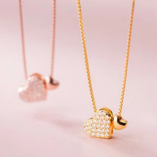 New 925 Sterling Silver Shiny Square Heart Pendant Necklace fit Beads DIY Fashion Women's Jewelry Party Gift - Floq & Raman