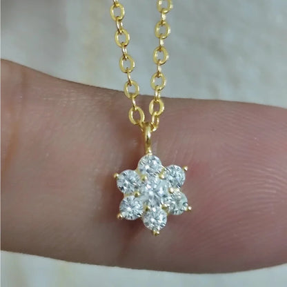 Real 925 Sterling Silver Seven star Zircon Pendant Necklaces for Women Cute Light Luxury Fine Jewelry Minimalist Plant Accessori - Floq & Raman