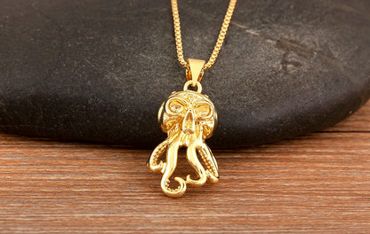 Trendy Cool Style Octopus Shape Charm Pendant Necklace For Female Male Copper Inlaid Zircon Jewelry Daily Party Gifts - Floq & Raman