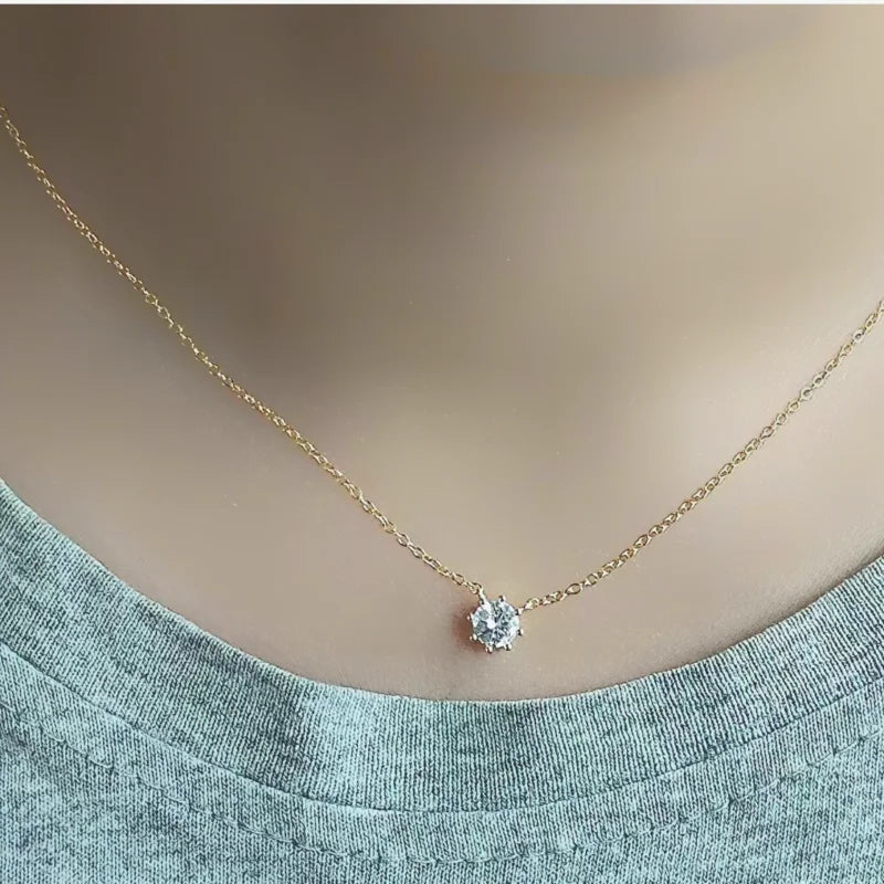 Fashion 100% 925 Sterling Silver Necklace For Women 18K gold Plated 5A Zircon Pendant Necklace Real Money Fine Jewelry - Floq & Raman