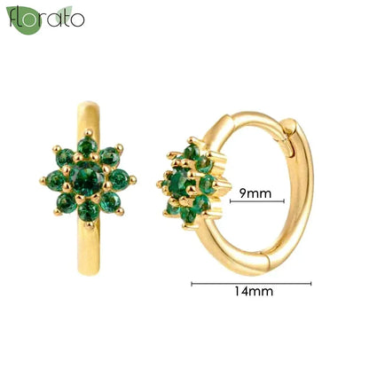 925 Sterling Silver Green Crystal CZ Hoop Earrings for Women | 2023 Luxury Gold Small Huggie Earrings | Fashion Piercing Jewelry - Floq & Raman