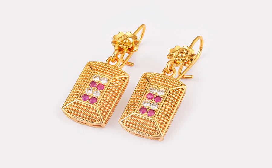 High Quality Rectangle/Evil Eye Shape Elegant Aesthetic Drop Earrings For Female Vintage Ear Jewelry Wedding Party Gifts - Floq & Raman