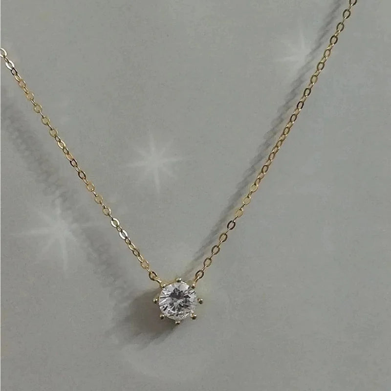 New 100% 925 Sterling Silver Necklace For Women 18K gold Plated 5A Zircon Pendant Eight Claw Necklace Money Fine Jewelry - Floq & Raman