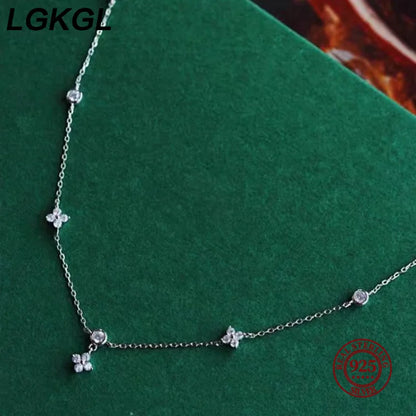 Read S925 Sterling Silver Plated 18K Gold Sparkling Zircon Flower Necklace for Women Girl Exquisite Party Jewelry Gifts - Floq & Raman