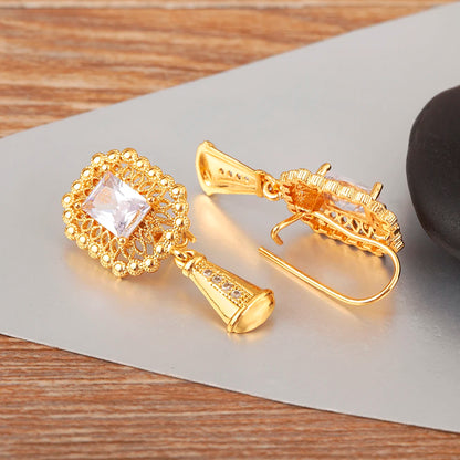 High Quality Rectangle/Evil Eye Shape Elegant Aesthetic Drop Earrings For Female Vintage Ear Jewelry Wedding Party Gifts - Floq & Raman