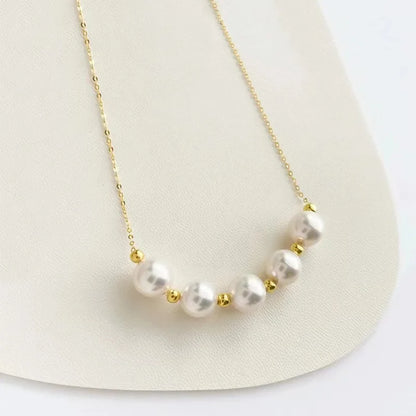 Read 925 Sterling Silver Pearl Bead Necklace for Women Circular Temperament Grace Engagement Jewelry Gift - Floq & Raman