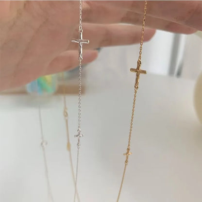 Ladies Cross Necklace S925 Sterling Silver Geometric Collar Chain Exquisite and Small Foldable Necklace Wedding Jewelry - Floq & Raman