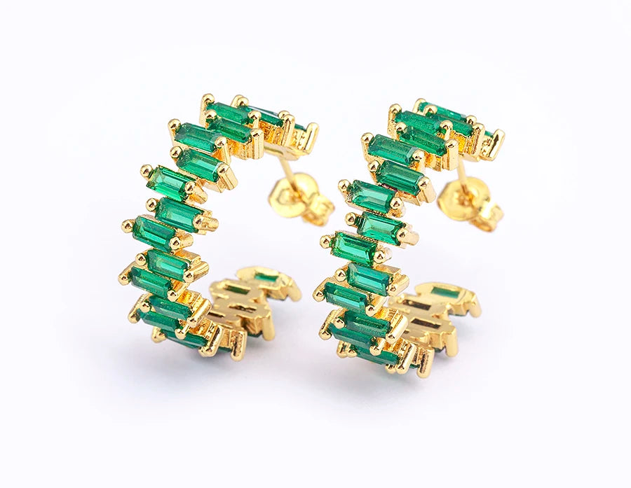 Fashion New Arrival Multicolor Gold Plated Earrings for Women Cubic Zirconia Wedding Female Jewelry Girl Friendship Gifts - Floq & Raman