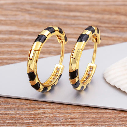 High Quality 6 Candy Colors Inlaid Zebra Stripe Pendant Fashion Earrings Enamel Oil Dripping Women's Simple French Jewelry Gifts - Floq & Raman