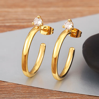 New Popular Snake Shape Cubic Zirconia Big Circle Hoop Earrings For Female Punk Style Daily Party Ear Jewelry Accessories - Floq & Raman