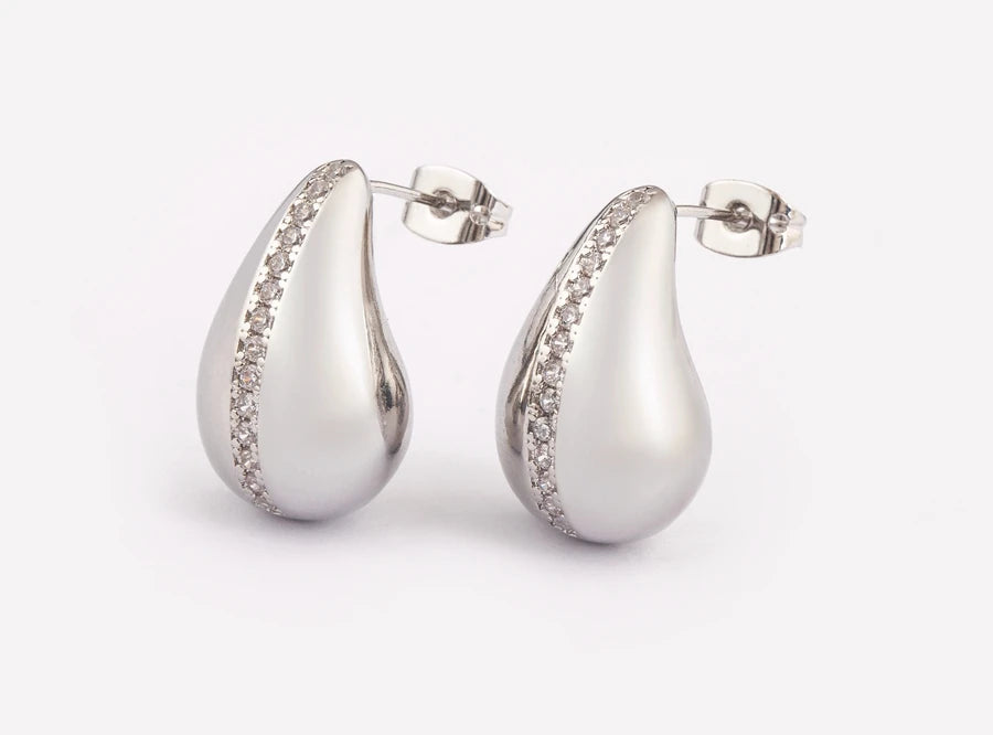 Classic High Quality Water Drop Shape Gold/Silver Color Women Girls Fashion Zircon Earrings Wedding Jewelry New Year Gift - Floq & Raman