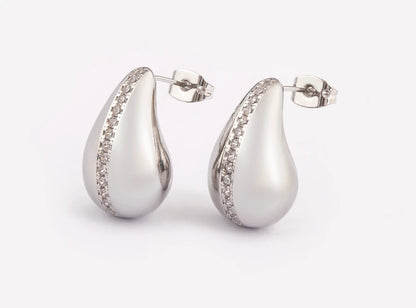 Classic High Quality Water Drop Shape Gold/Silver Color Women Girls Fashion Zircon Earrings Wedding Jewelry New Year Gift - Floq & Raman