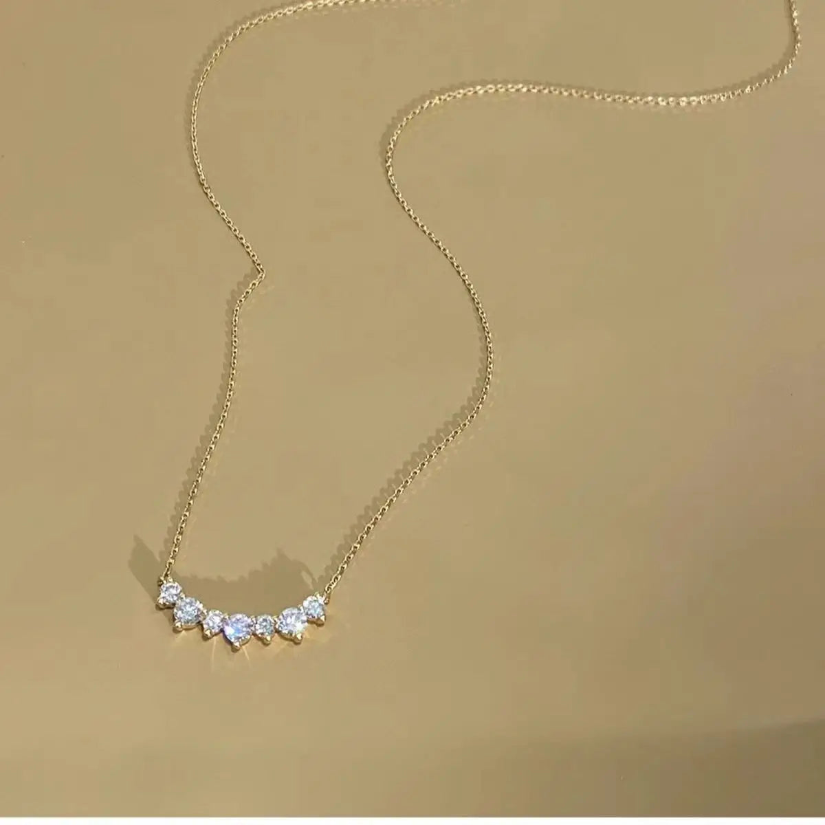 S925 Sterling Silver Simple Pavé Crystal Sparkling Clavicle Chain Necklace Women Light Luxury Wedding Jewelry Accessories - Floq & Raman