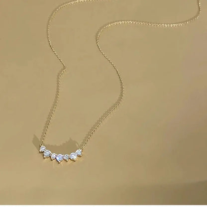 S925 Sterling Silver Simple Pavé Crystal Sparkling Clavicle Chain Necklace Women Light Luxury Wedding Jewelry Accessories - Floq & Raman