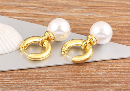 Fashion Gold/Silver Color Pearls Pendant Earrings For Women Fine Accessories Hoop Bohemia Ear Jewelry Wedding Gift - Floq & Raman