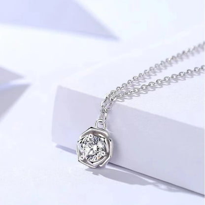 New S925 sterling silver rose necklace for women plated 18K gold temperament high-grade design sense diamond flower - Floq & Raman