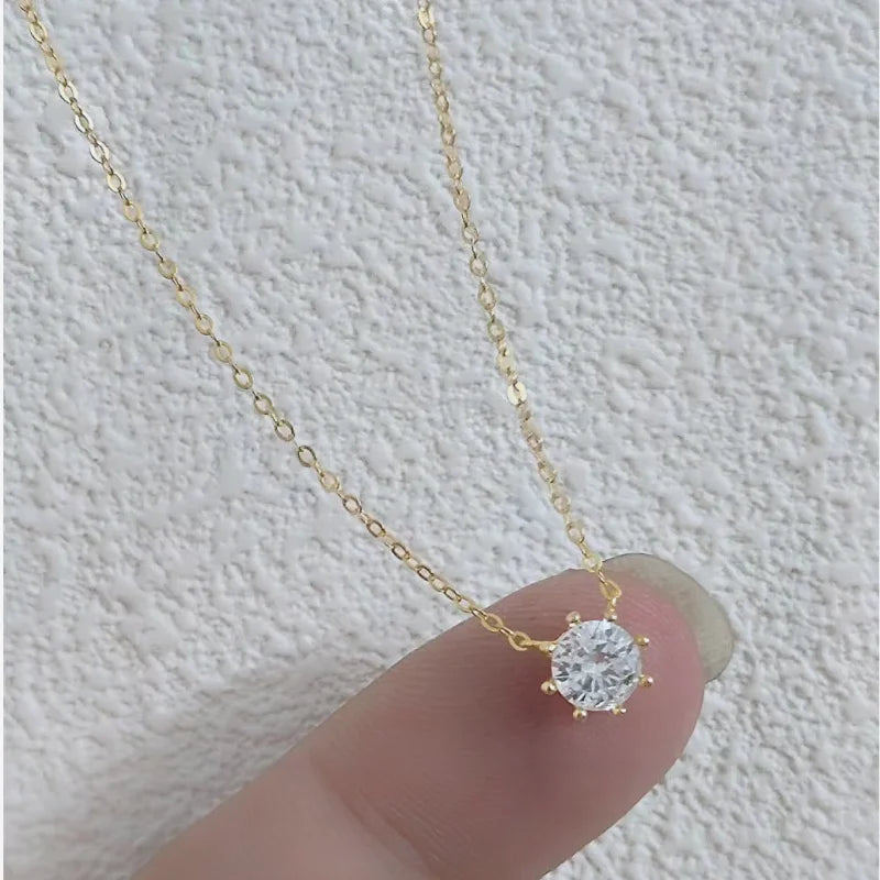 New 100% 925 Sterling Silver Necklace For Women 18K gold Plated 5A Zircon Pendant Eight Claw Necklace Money Fine Jewelry - Floq & Raman