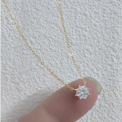 New 100% 925 Sterling Silver Necklace For Women 18K gold Plated 5A Zircon Pendant Eight Claw Necklace Money Fine Jewelry - Floq & Raman