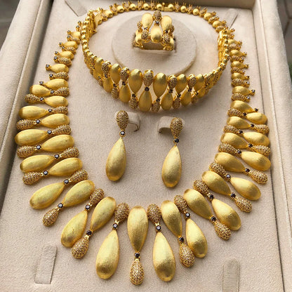 Luxury 4-Piece Knot & Ball African Jewelry Set for Women | Wedding, CZ Cubic Zirconia, Indian & Dubai Bridal Jewelry - Floq & Raman