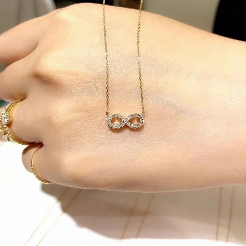 Love 8-Shaped Diamond Encrusted S925 Sterling Silver Necklace for Women Unique Design Choker Luxury Minimalist Jewelry - Floq & Raman