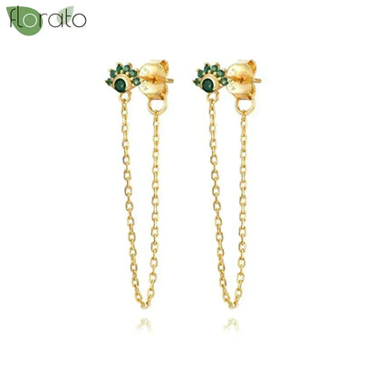 925 Sterling Silver Green Crystal CZ Hoop Earrings for Women | 2023 Luxury Gold Small Huggie Earrings | Fashion Piercing Jewelry - Floq & Raman