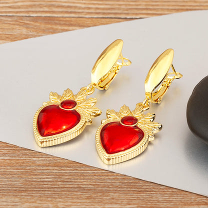 High Quality 6 Styles Sacred Heart Drop Earrings For Women Female Gorgeous Dazzling Ear Jewelry Accessories Party Gifts - Floq & Raman