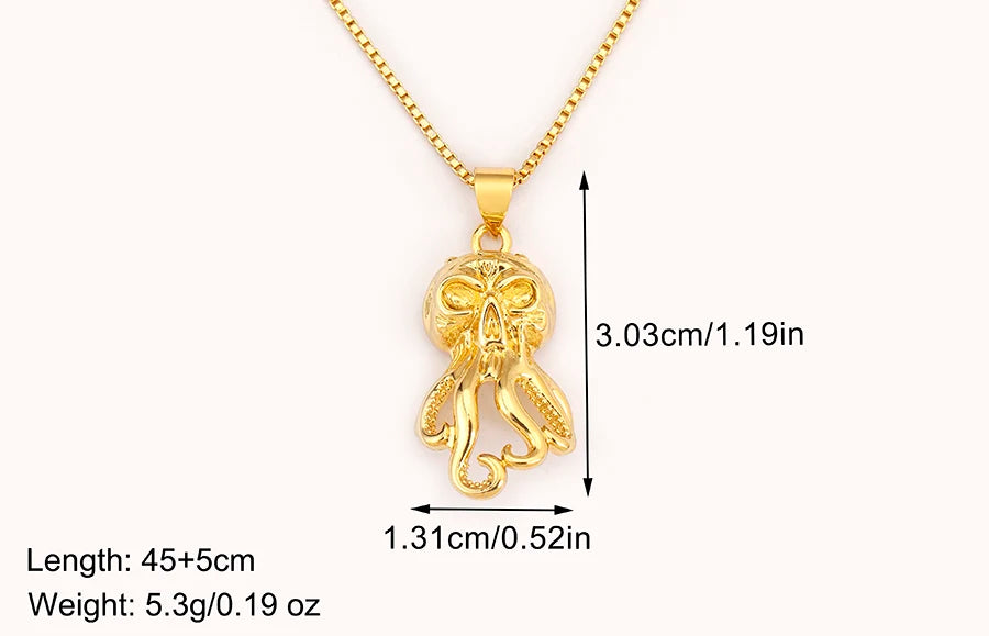 Trendy Cool Style Octopus Shape Charm Pendant Necklace For Female Male Copper Inlaid Zircon Jewelry Daily Party Gifts - Floq & Raman