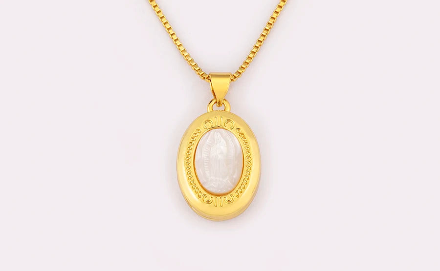 New Retro Oval/Round Shape Religious Style Zircon Flip Pendant Necklace For Female Male Lovers Photos Jewelry Accessories - Floq & Raman