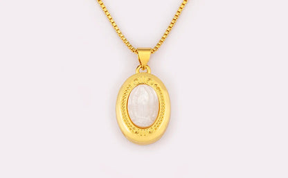 New Retro Oval/Round Shape Religious Style Zircon Flip Pendant Necklace For Female Male Lovers Photos Jewelry Accessories - Floq & Raman