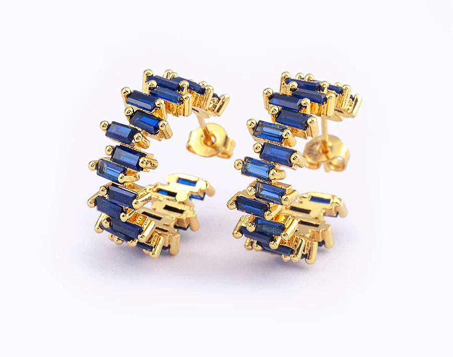 Fashion New Arrival Multicolor Gold Plated Earrings for Women Cubic Zirconia Wedding Female Jewelry Girl Friendship Gifts - Floq & Raman