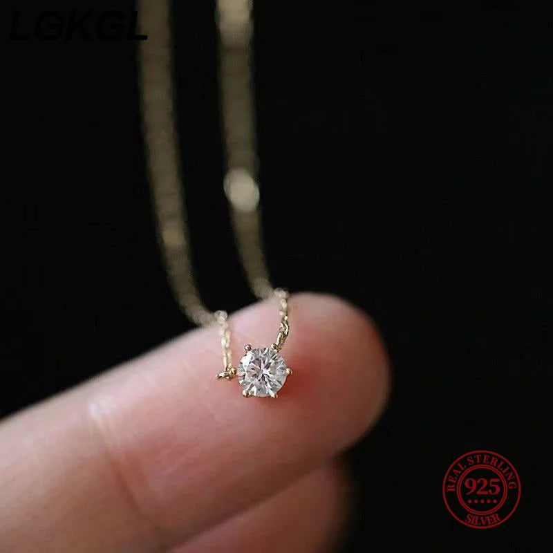Fashion 100% 925 Sterling Silver Necklace For Women 18K gold Plated 5A Zircon Pendant Necklace Real Money Fine Jewelry - Floq & Raman